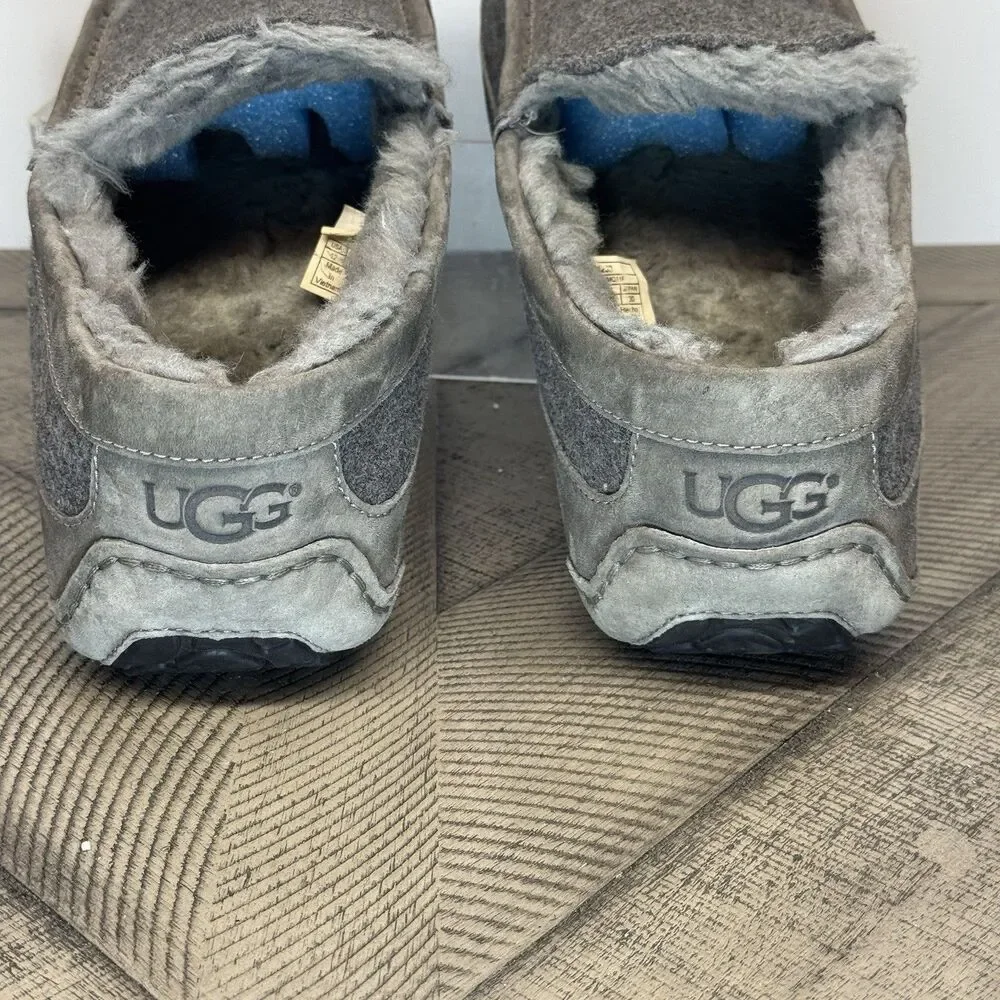 UGG Men’s Gray Suede Slip-On Lined Comfort Slippers US 12 EU 45